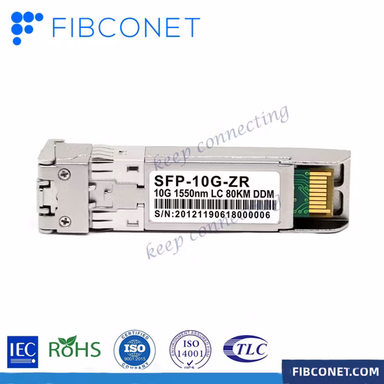 Modulo ricetrasmettitore in fibra ottica DWDM SFP 10gbs 80km SFP di SFP+ Aoc Dac